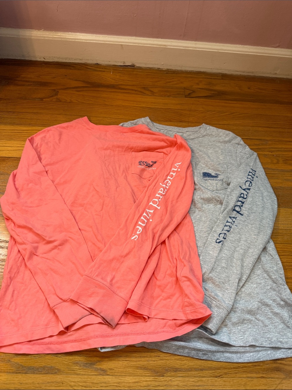 Vineyard Vines Boys Long Sleeve Crewneck - Coral & Heather Gray
